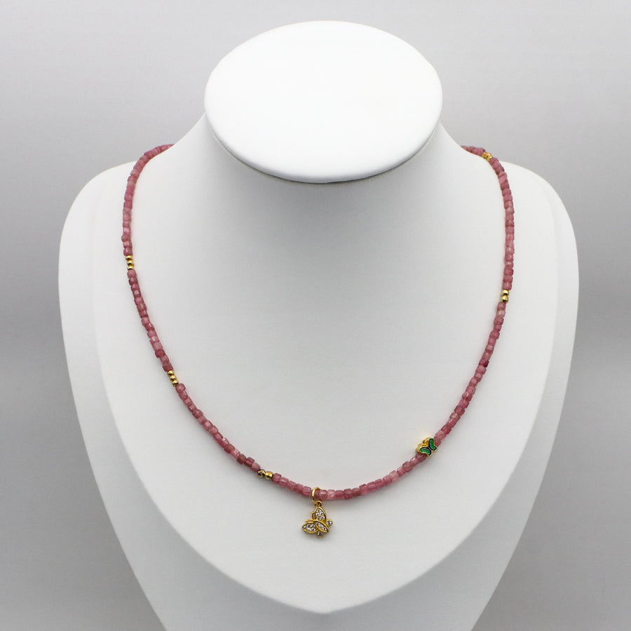 Simple Style Pink Tourmaline Necklace