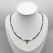 Simple Style Lapis With Crystal Necklace