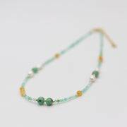 Nice 2mm Faceted Green Agate With 6mm Chrysoprase Necklace & Bracelet Set