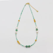 Nice 2mm Faceted Green Agate With 6mm Chrysoprase Necklace & Bracelet Set