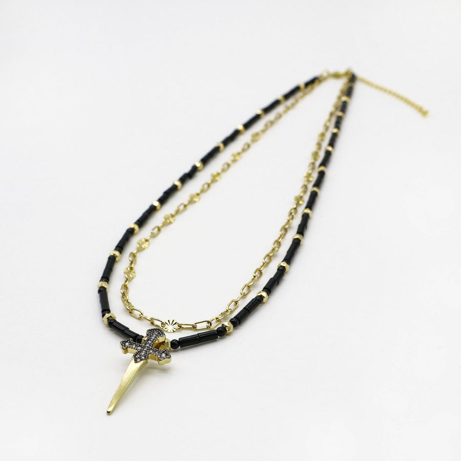Punk Style Black Agate Necklace