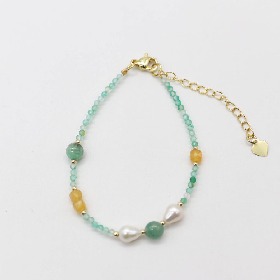 Nice 2mm Faceted Green Agate With 6mm Chrysoprase Necklace & Bracelet Set