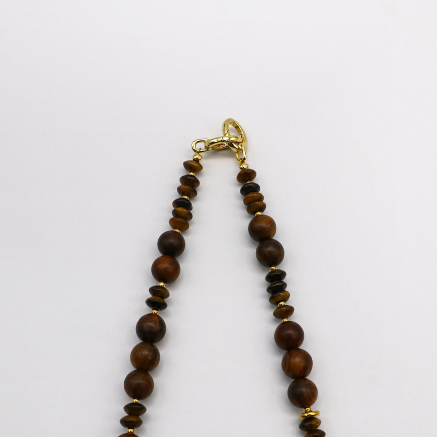 Vintage Fashion Irregular Pearl With Wooden Beads Necklace GNM255078