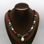 Vintage Fashion Irregular Pearl With Wooden Beads Necklace GNM255078