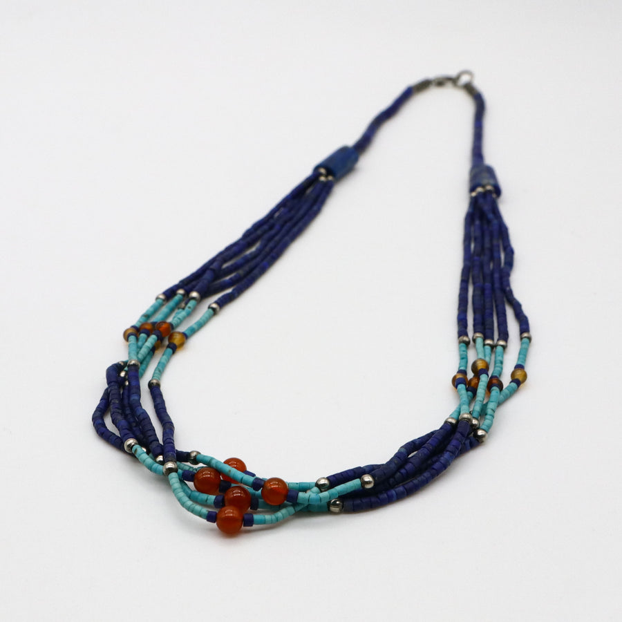 Lapis And Turquoise Heishi Necklace African Tribal Style