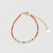 Nice 2mm Red Carnelian With Zircon Necklace & Bracelet Set