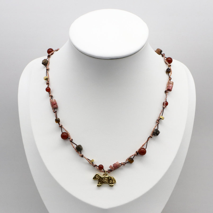 Vintage Fashion Natutal Stone Knotting Style Necklace GNM255082
