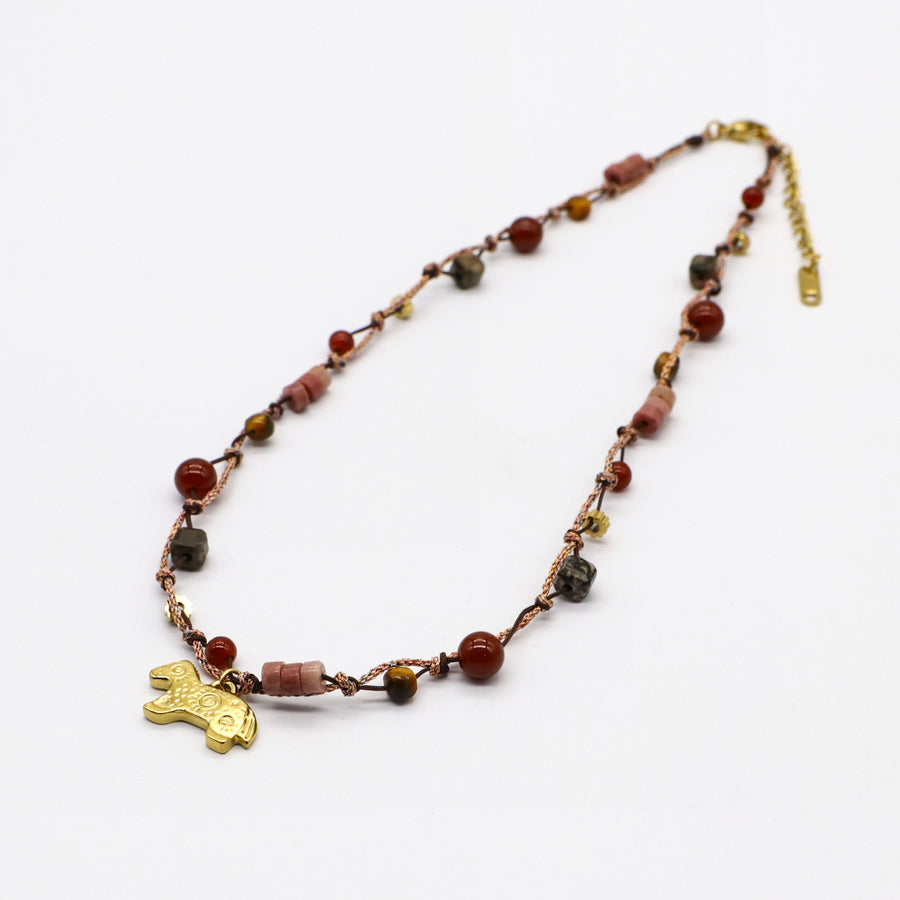 Vintage Fashion Natutal Stone Knotting Style Necklace GNM255082