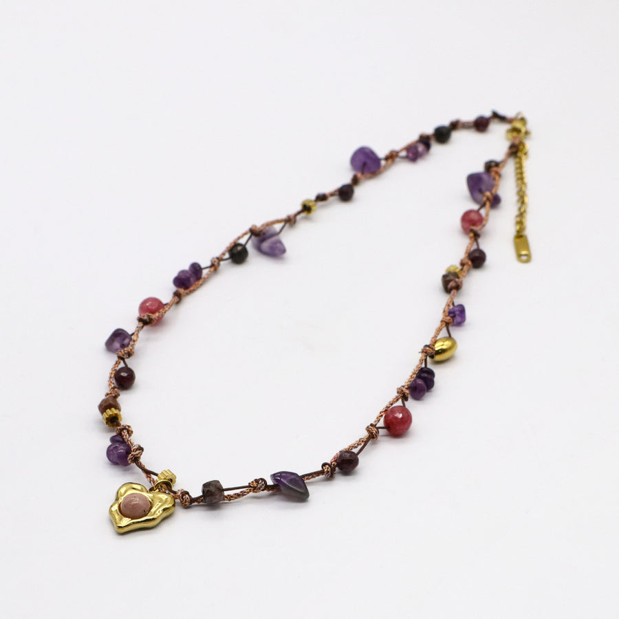 Vintage Fashion Amethyst Hand-woven Necklace