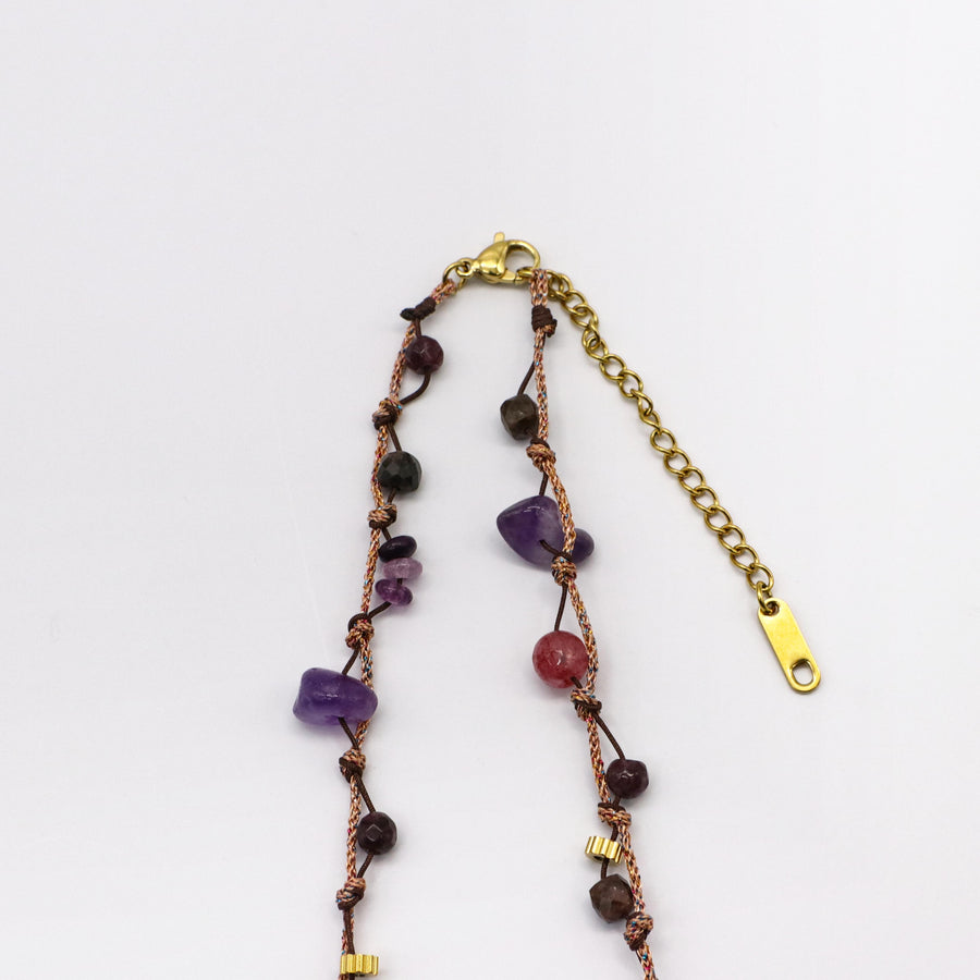 Vintage Fashion Amethyst Hand-woven Necklace