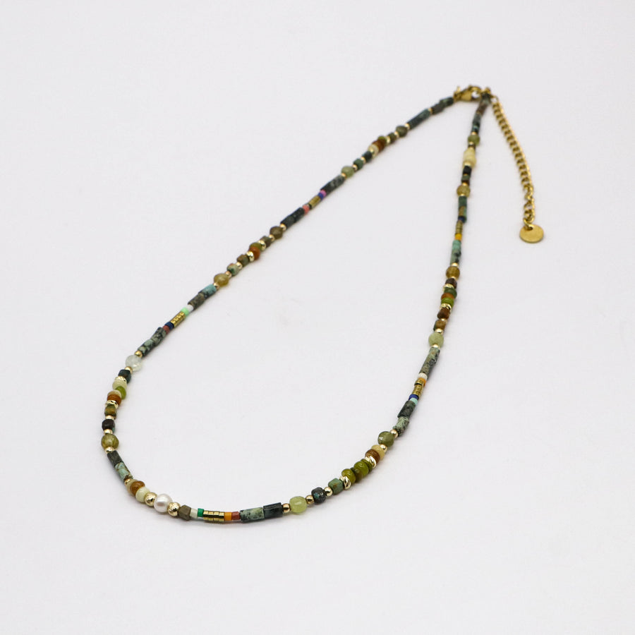 Simple Style Turquoise With Green Garnet Necklace