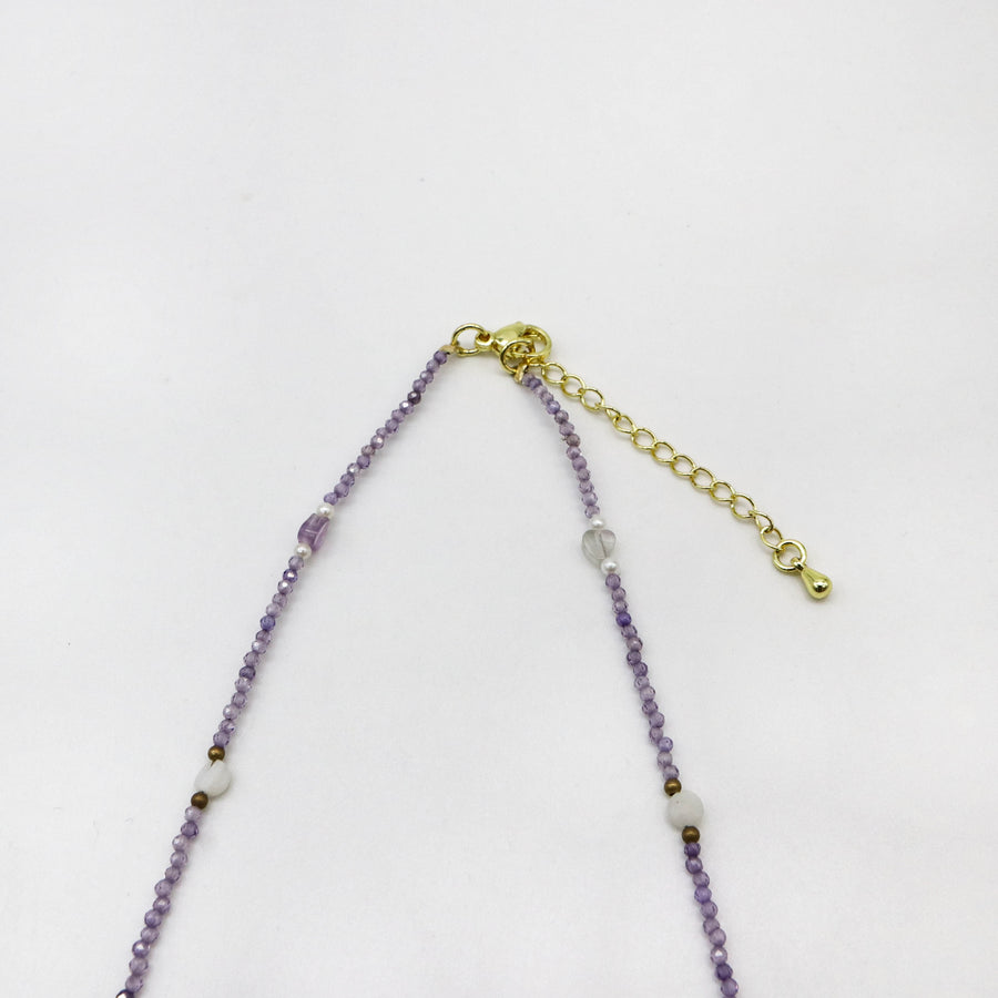 2mm Purple Zircon Necklace Princess Style