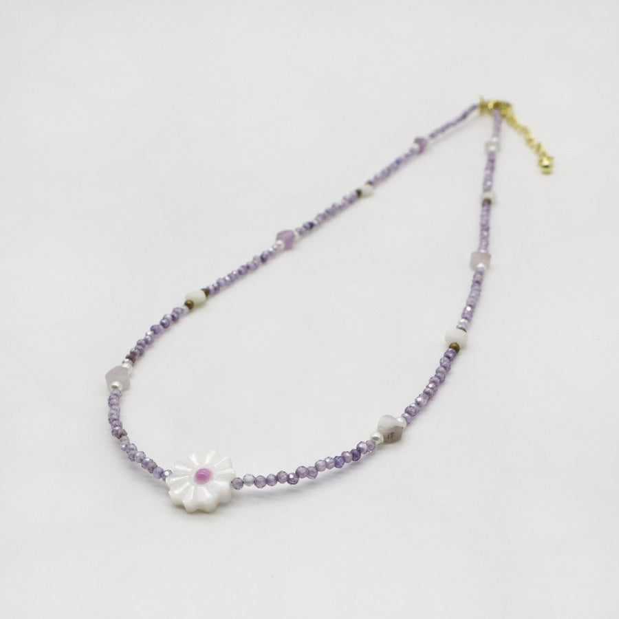 2mm Purple Zircon Necklace Princess Style