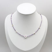 2mm Purple Zircon Necklace Princess Style