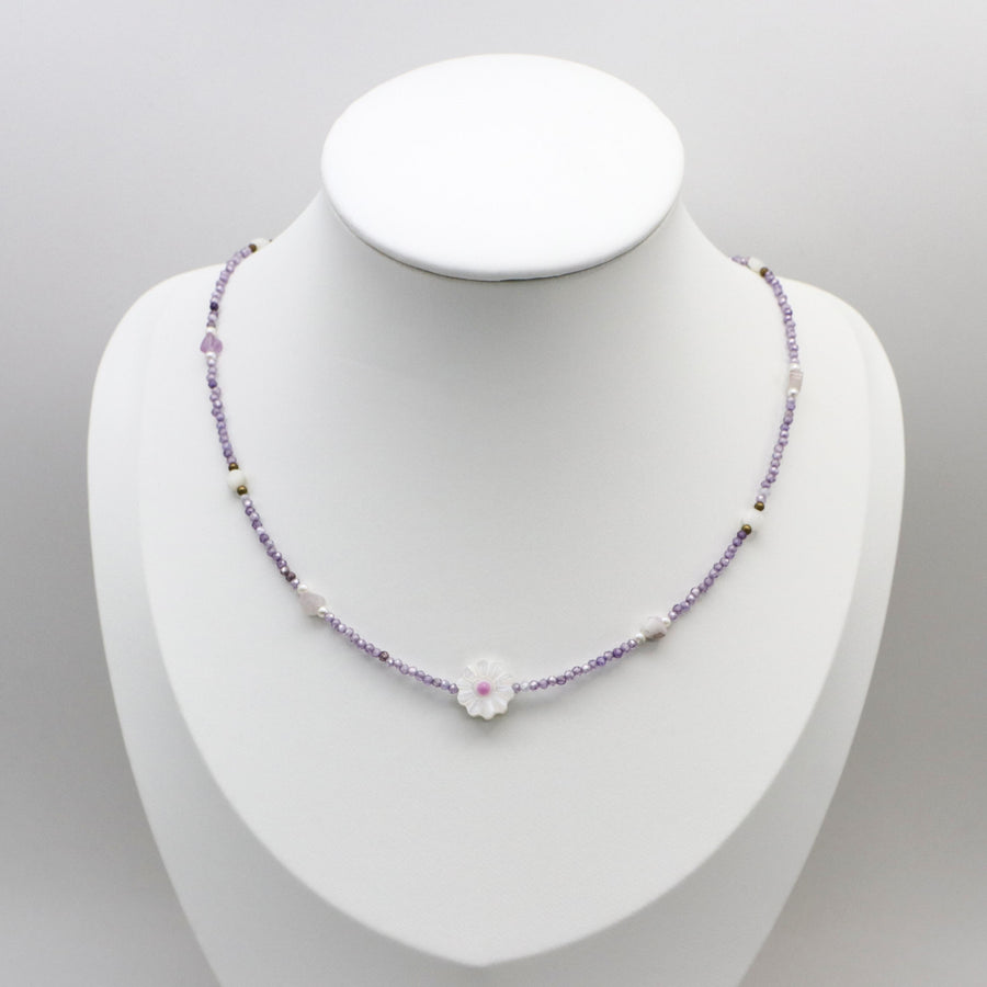 2mm Purple Zircon Necklace Princess Style