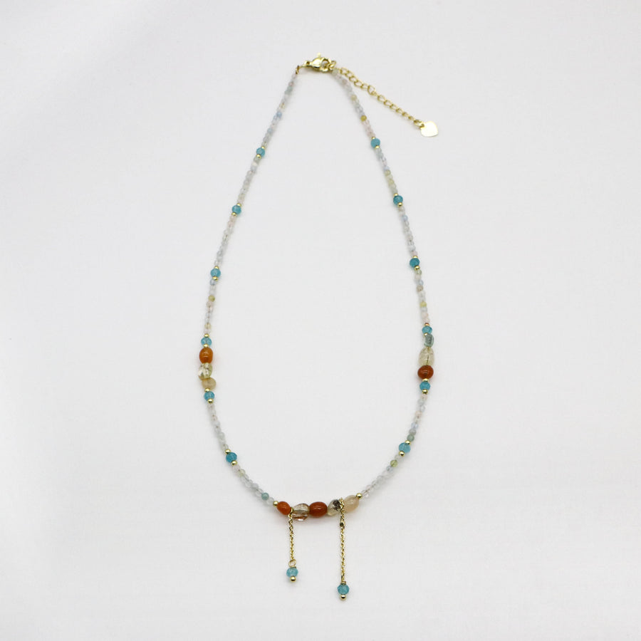 Nice 4-6mm Irregularly Mixed Natural Stones Princess Style Necklace & Bracelet Set