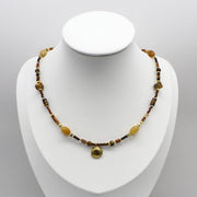 Vintage Fashion Tiger-eye And Jade Necklace