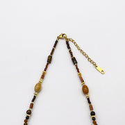 Vintage Fashion Tiger-eye And Jade Necklace