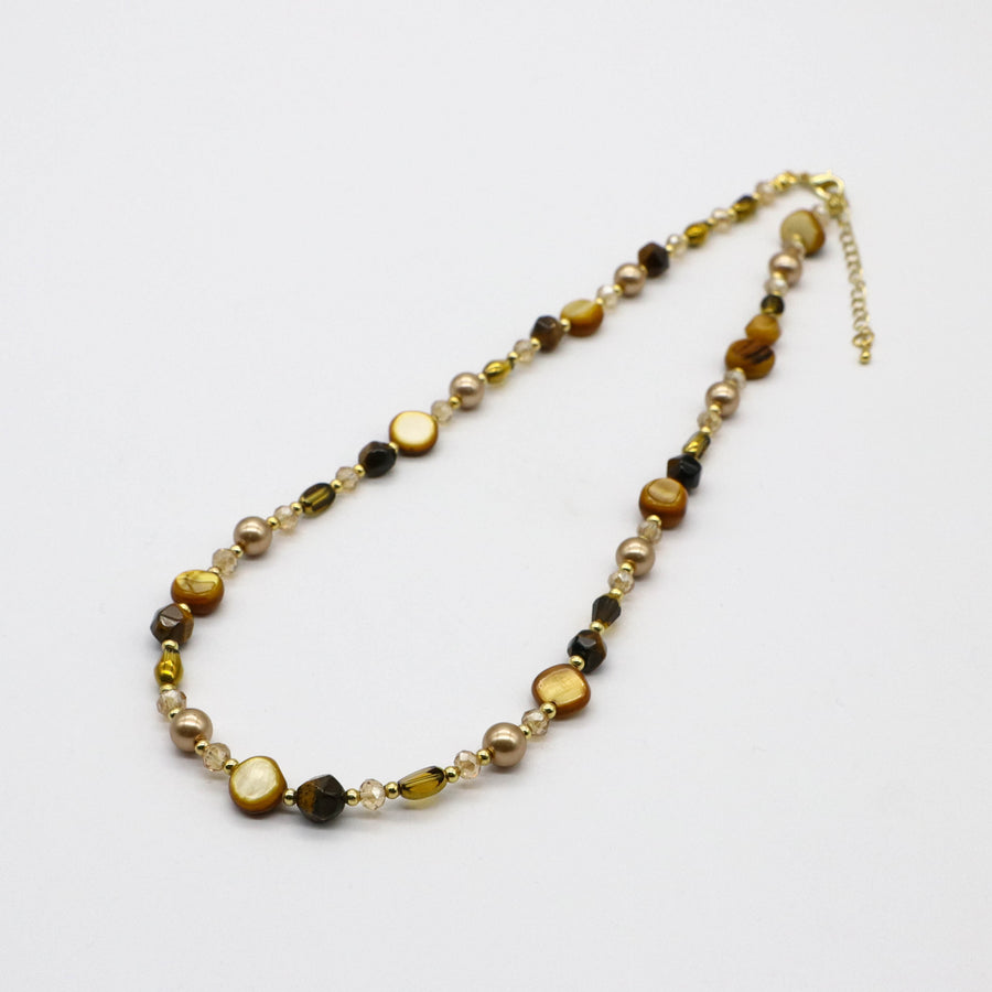 Vintage Fashion Tiger-eye And Mop Necklace