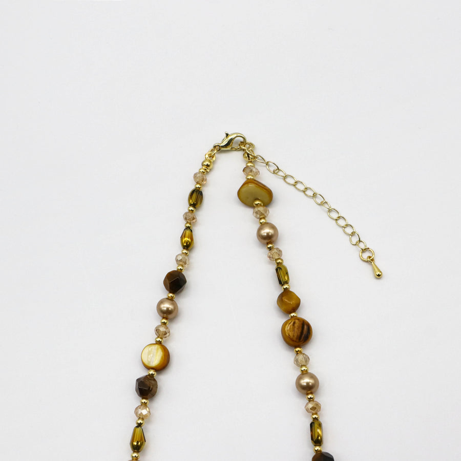 Vintage Fashion Tiger-eye And Mop Necklace