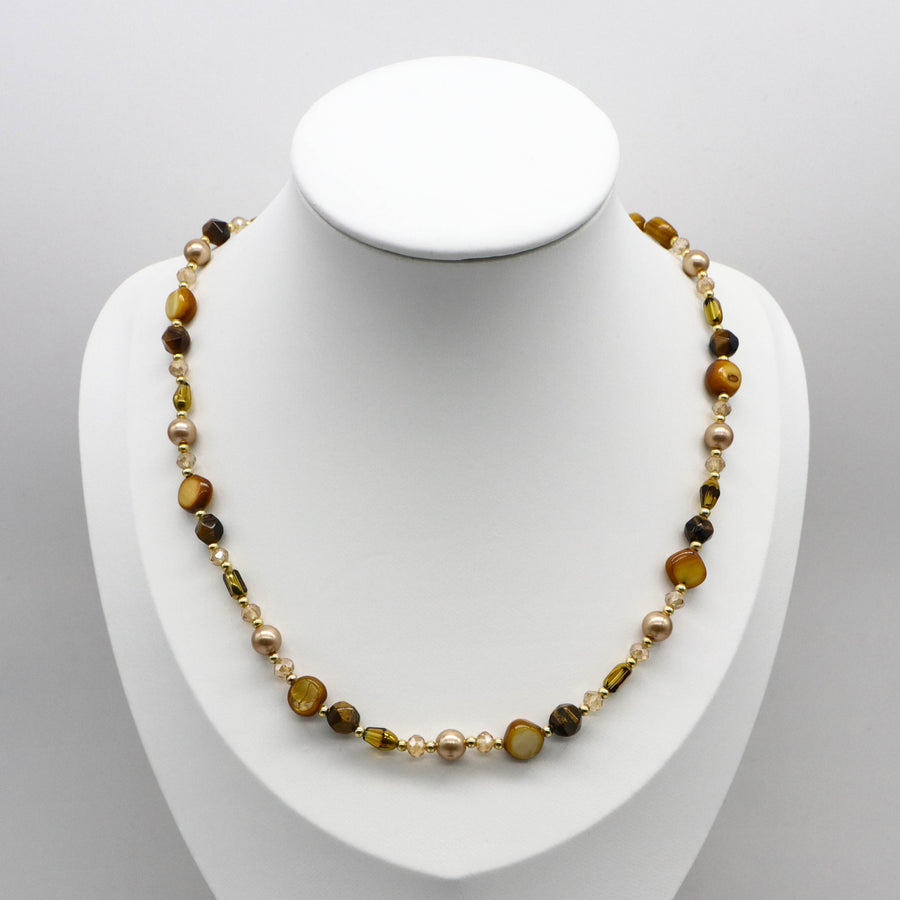 Vintage Fashion Tiger-eye And Mop Necklace
