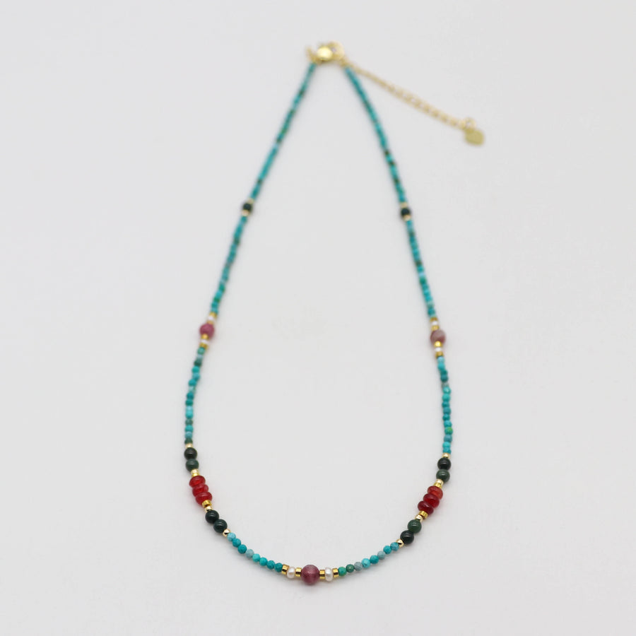 Fashion 2mm Faceted Turquoise With Jade Beads Necklace & Bracelet Set