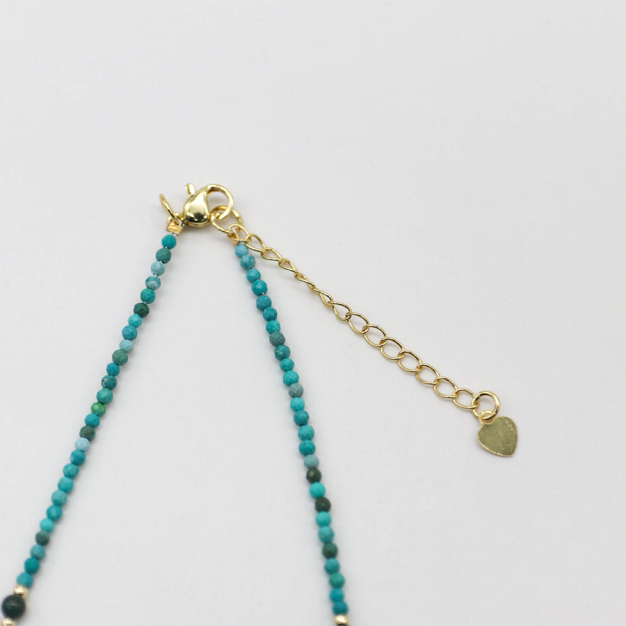 Fashion 2mm Faceted Turquoise With Jade Beads Necklace & Bracelet Set