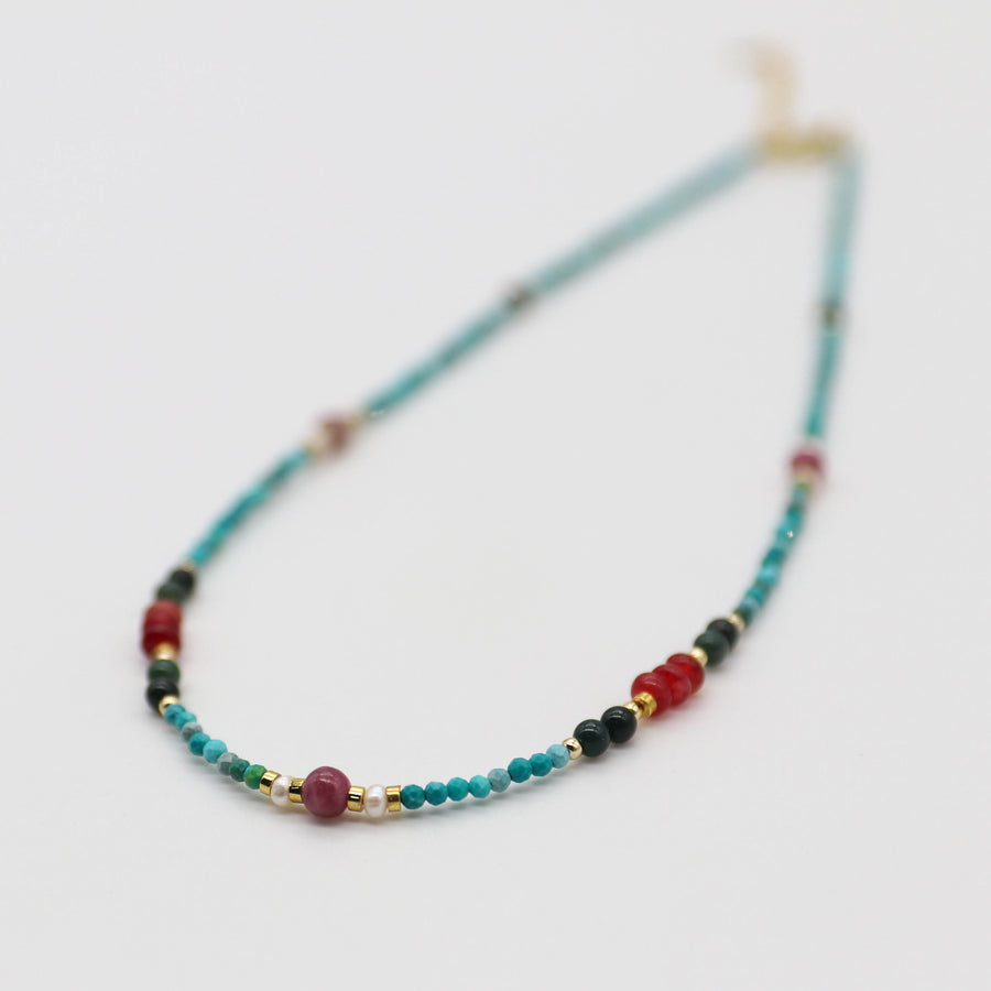 Fashion 2mm Faceted Turquoise With Jade Beads Necklace & Bracelet Set