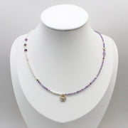 2mm Mop Pearl With Faceted Amethyst Necklace Princess Style