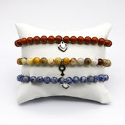 Simple Style Tiger eye And Red Stone Bracelet Set [B106]