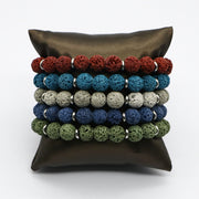 Simple Style Lava Stone Bracelet Set