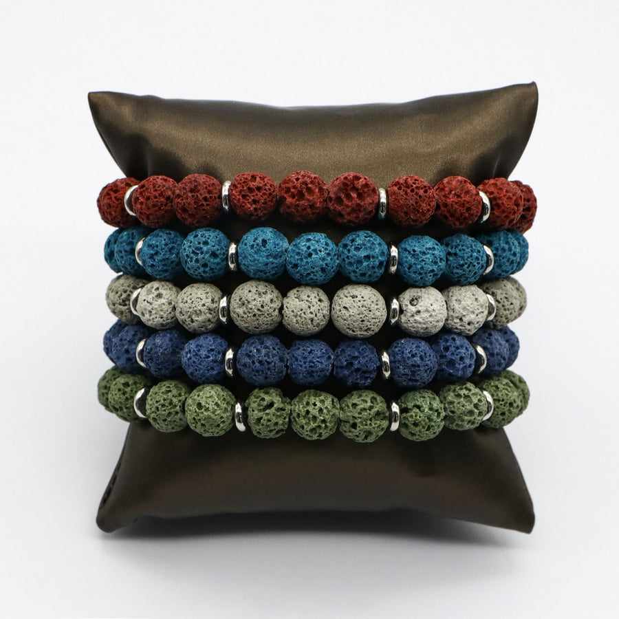 Simple Style Lava Stone Bracelet Set