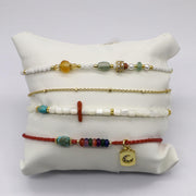 Boho Bracelet Set Natural Stone  Gold Layered Jewelry with Moon Charm for Lady [B115]