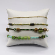 Trendy Green Nature Bracelet Set  With Wood Crystal Elements [B117]