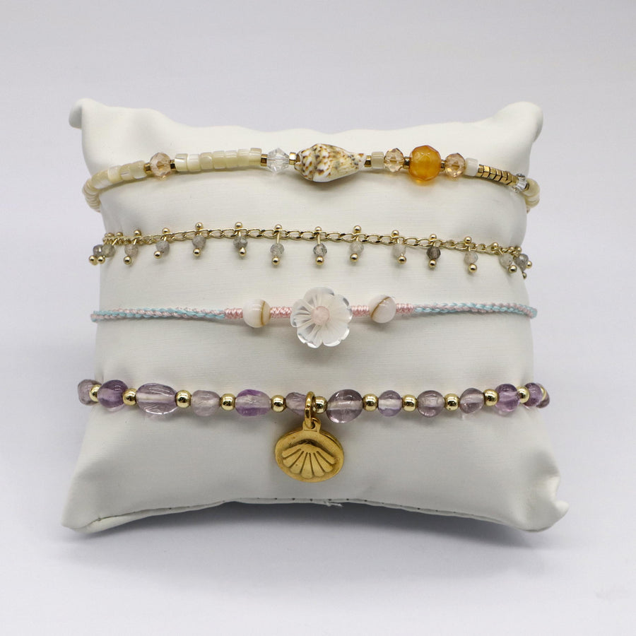 Summer Beach Holiday Crystal and Shell Charm Bracelet Set [B119]