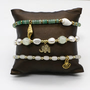 Bohemia Style Irregular Pearl And Gemstone Bracelet Set
