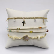 Casual Chic Cross and Clover Natural Stone Bracelet Set [B125]