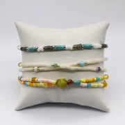 Boho Summer Vibes Beaded Stack Bracelet Set with Turquoise and Shell [B128]
