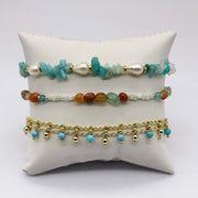 Ocean Vibe Amazonite & Pearl Stackable Bracelet Set [B131]