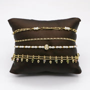 Elegant Pearl and Stone Metallic Style Bracelet Set  [B132]