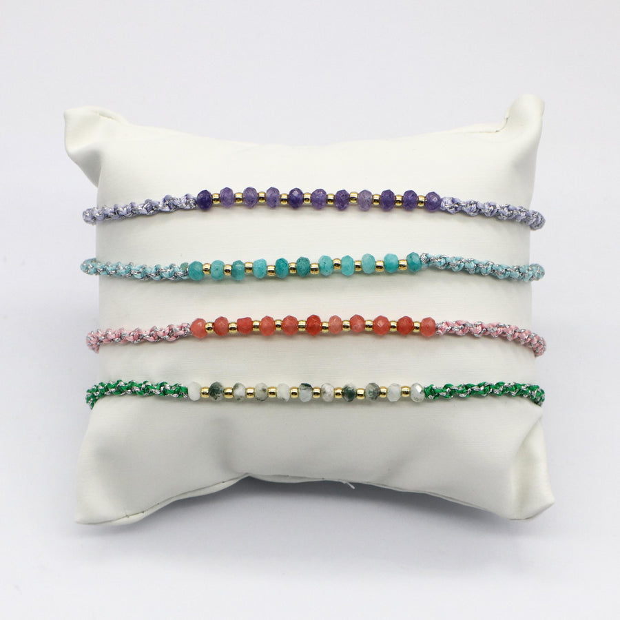 Boho Multicolor Natural Stone Layered Colorful Braided Bracelets [B134]