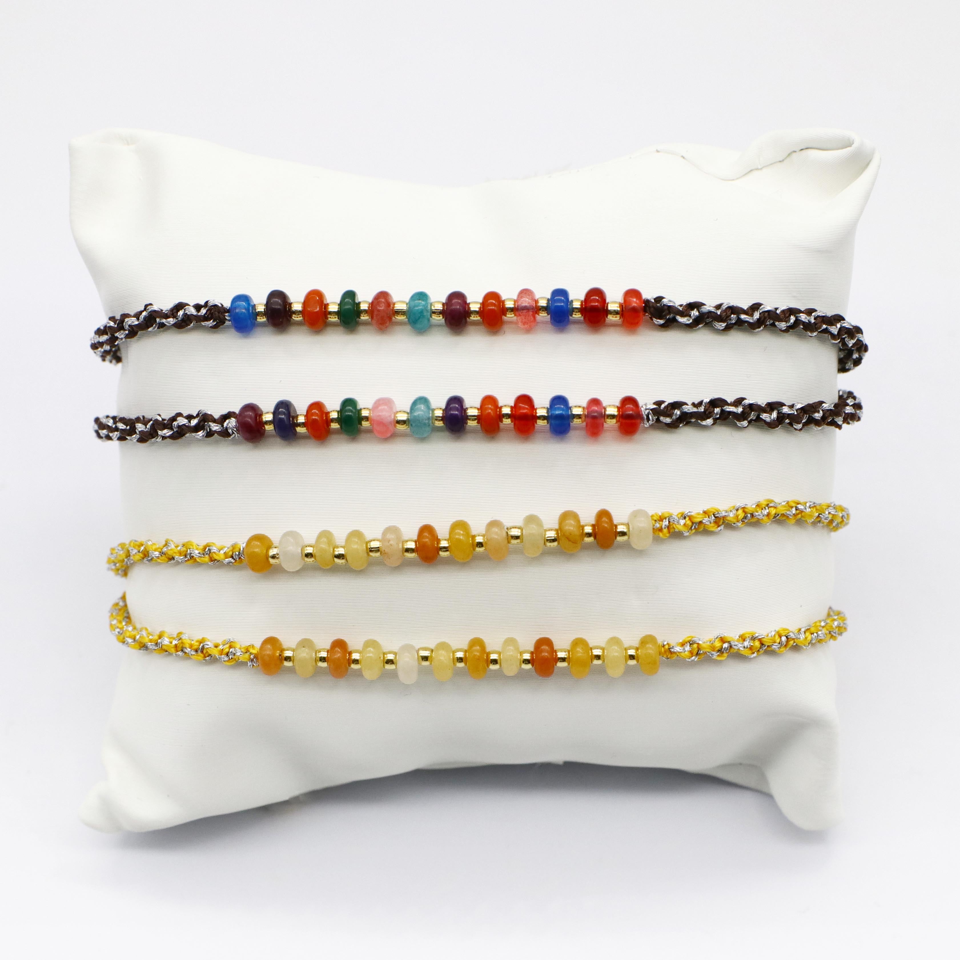 Boho Multicolor Natural Stone Layered Colorful Braided Bracelets [B134]