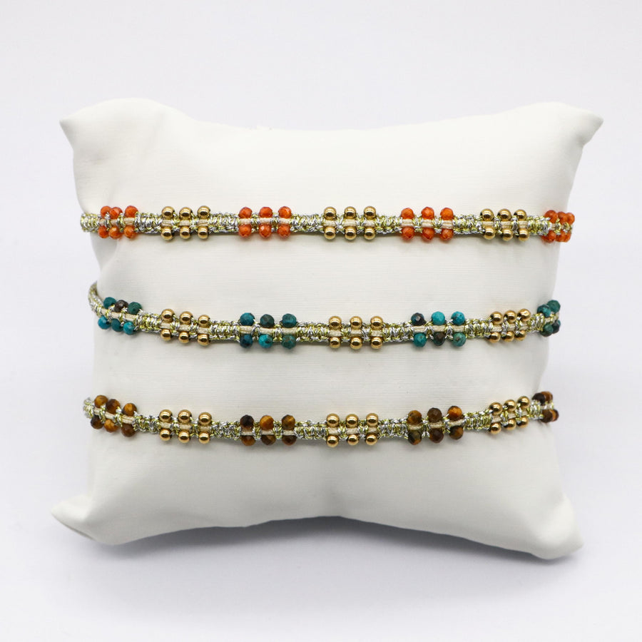 Boho 2mm Faceted Natural Stone Beads Knotting Handmade Bracelet Jewelry [B135]