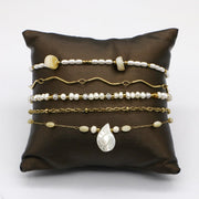 Exquisite Stainless Steel bracelet Decorated with Trochid Shell and Freshwater Pearls Set [B138]