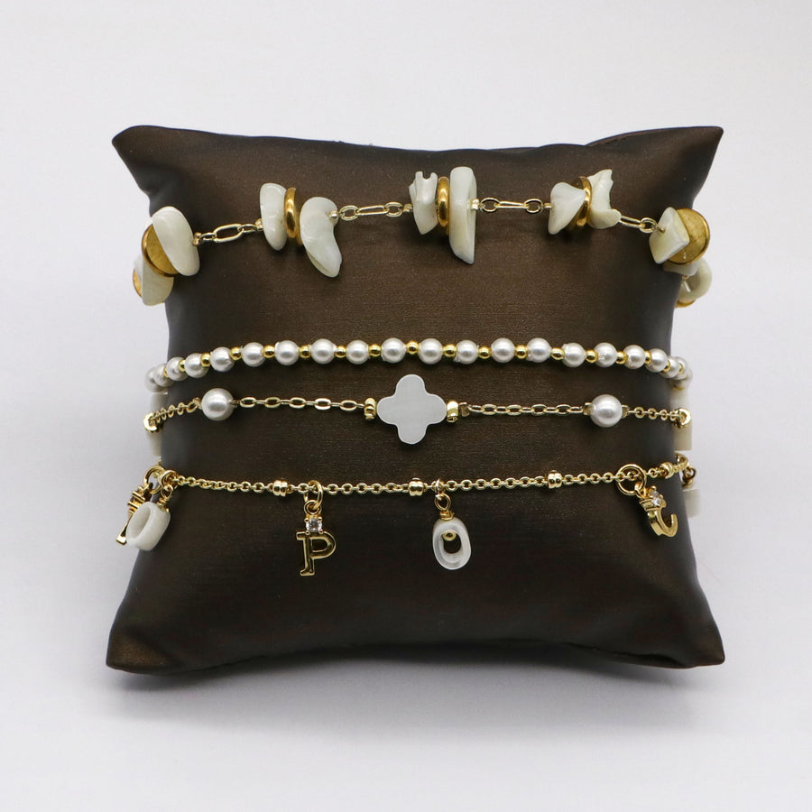 Shell Alphabet Layered Bracelet  [B145]