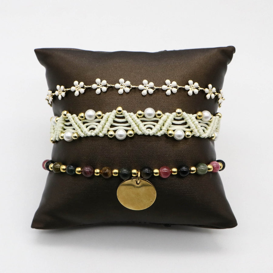 Bohemia Style Elegant White Woven Bracelet Set