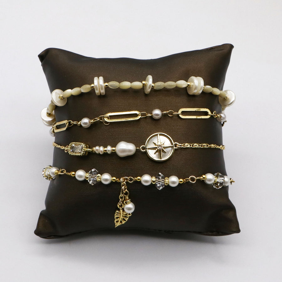 Punk Style Pearl and Shell Bracelet [B150]