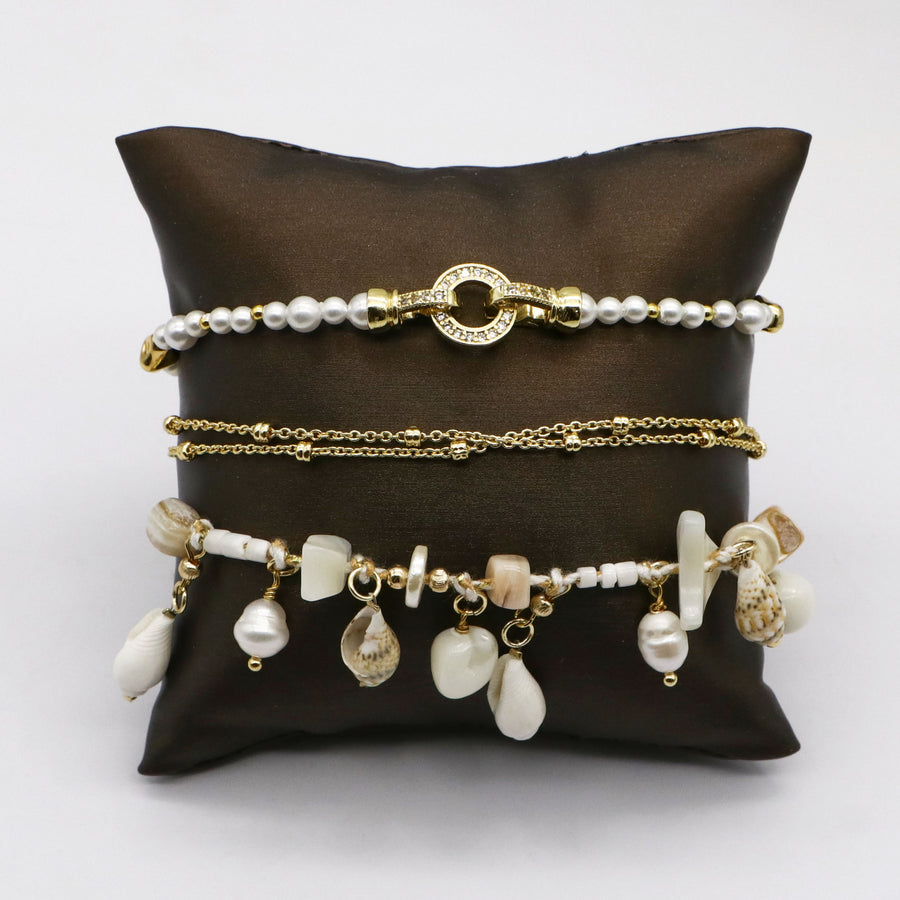 Roman Holiday Style Pearl Shell Bracelet [B152]