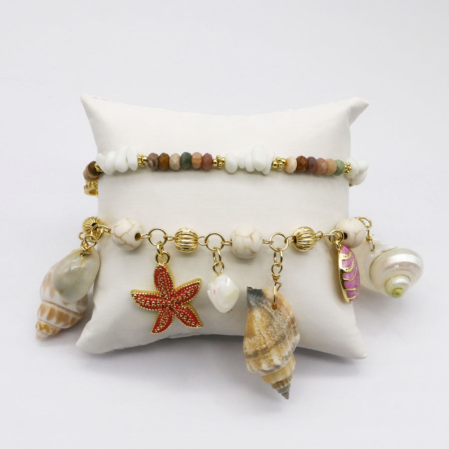 Alxa Abacus Beads Bracelet and Ocean Element Bracelet [B161]