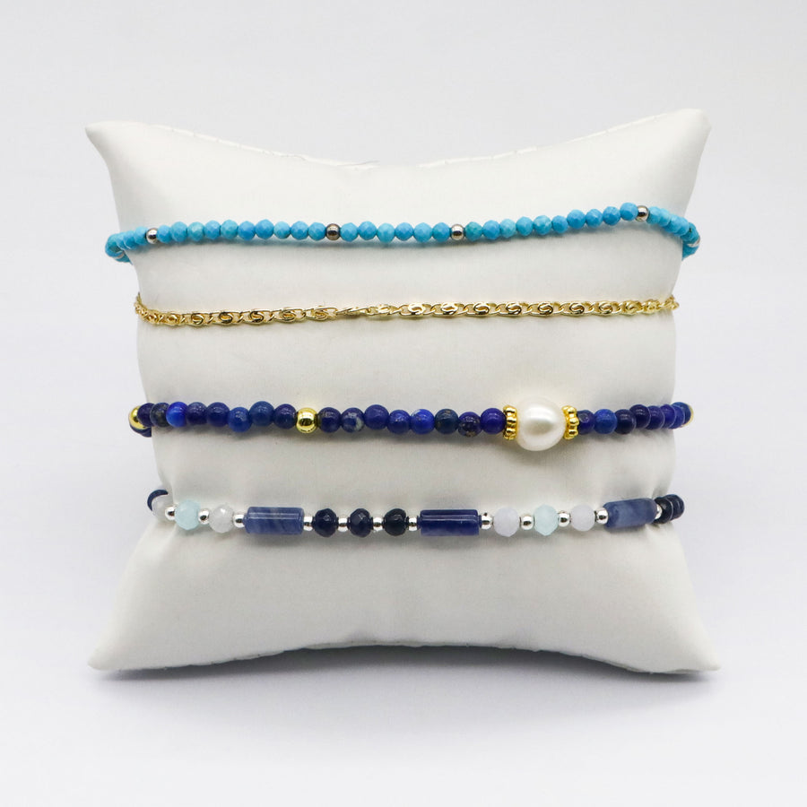 Exquisite Turquoise and Lapis Small Bead Bracelet [B166]